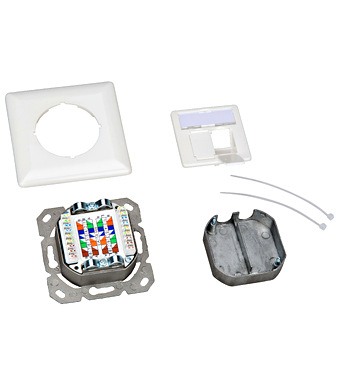 Datendose 2xRJ45 geschirmt Cat.6, UAE, 80x80mm