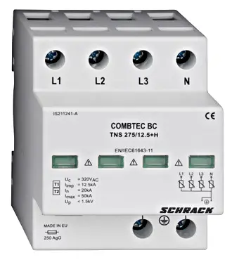 Blitz-/Überspannungsableiter 4+0 TNS,I+II(B+C),275V,12,5kA