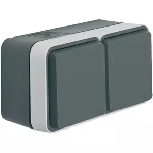 Steckdose SCHUKO 2-fach waagerecht mit Klappdeckel AP