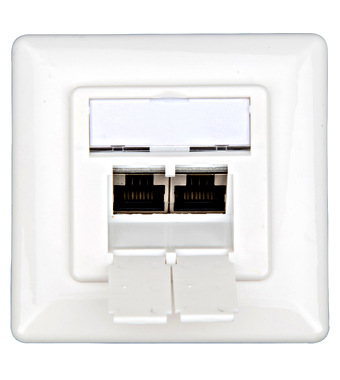 Datendose 2xRJ45 geschirmt Cat.6, UAE, 80x80mm