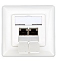 Datendose 2xRJ45 geschirmt Cat.6, UAE, 80x80mm