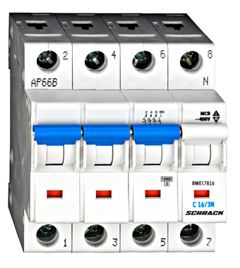 Sicherungsautomat, Kennlinie C, 16A, 3+N, 10kA